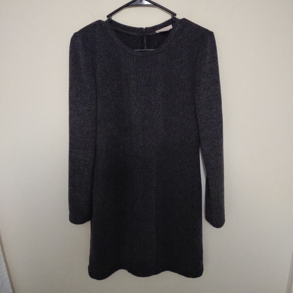 Ann Taylor Loft Factory Charcoal Gray Long Sleeve Shift Dress Size Small‎